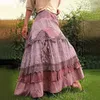 Röcke Damen Plus Größe Sommer Vintage Rüschen Übergroße Maxi Spitze Lang Niedrige Taille Prairie Chic Gesenkter Rock