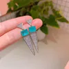 Dangle Earrings Red Square Crystal Paraiba Earring Triange Pendantレトロテクスチャレディースジュエリー高品質のキュービックジルコニアウェディングパーティー