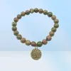 SN1275 Bree of Life Buddha Bronze bedelarmbandset Vintage Design Unakite armband Hoge kwaliteit Natuurlijke stenen sieraden1286391