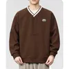 Herrtröjor tröjor Autumn New Men's Loose V-Neck Pullover Leisure Sports broderad hoodie ZLN231114