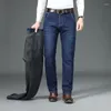 Men's Jeans Autumn Winter Denim For Plus Velvet Business Fashion Elastic Regular Fit Straight Pants Large Size