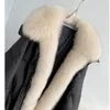 Cappotto da donna in pelliccia finta femminile Moda Autunno Inverno Piumino d'oca caldo con collo in vera volpe Capispalla di lusso da donna spesso 231113