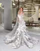 One Shoulder Lace Mermaid Wedding Dresses Luxurious Tiered Ruffles Ruched Bridal Gowns Custom Made Illusion Dress Vestido de Novia