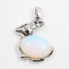 Pendant Necklaces FYSL Silver Plated Lovely Blue Sand Stone For Gift Opalite Opal Animal Jewelry