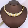 Necklace Earrings Set Italian 18K Gold Plated Two Tone 4PCS Jewelry For Women Wedding Jewellery Gift Daily Wear