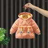 Manteau en duvet de coton pour filles, veste épaisse à la mode pour enfants de 1 à 3 ans, Parka à capuche coréenne douce pour bébé, hiver 2023