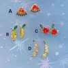 Boucles d'oreilles à tige, 5 paires, accessoires fruits en cristal pour femmes, mignon cerise ananas raisin, cadeau petit