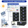 48V 100AH ​​LIFEPO4 배터리 팩 5.12kW 6000 사이클 리튬 배터리 BMS 캔 RS485 100% 용량 10 년 가정 보증 세금 없음