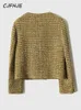Misto lana da donna CJFHJE Cappotto corto di lana oro Autunno Inverno Moda coreana Tweed Elegante giacca retrò femminile OL Outwear 231113