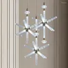 Chandeliers Bar Cafe Deco Led Snowflake Light Glass Pipe Pendant Lamp For Kitchen Dining Room Lustre El Stairwell Lighting Luminaire