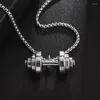 Hanger kettingen sport dumbbell fitness heren roestvrij staal barbell sieraden gym gewichtheffende vrije tijd ketting