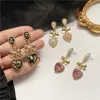 Stud Bowknot Heart Harts Earrings Korean Classic Style Golden Peach for Woman Jewelry Valentine's Day Present 230414