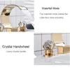 Bathroom Sink Faucets Luxury Brass Waterfall Faucet Three Holes Two Handles Cold Water Wash Basin Tap High Quality Gold Lavabo