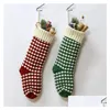 Decorações de Natal personalizadas de alta qualidade de estoque de sacos de presente de estocagem Socking Socking Large Decorative Meocks F060218 Entrega Drop Ho Dhfp6