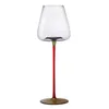 Bicchieri 2 pezzi Light Luxury 250750ml Fondo concavo con asta colorata Fashion Calice Borgogna Vino rosso Champagne Cup Art Drinkware 230413