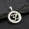 Pendant Necklaces Titanium Steel Om Silver Color Hollow Sacred Sanskrit Mantra Charms Buddhism Amulet Necklace Woman Female Collar Jewelry