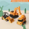 Gegoten modelauto's Nieuwe kindertrekauto Mini-auto Vorkheftruck Speelgoedautomodel Graafmachine Bouwtechniek Voertuig Voor kinderen cadeau / kerstcadeausL231114