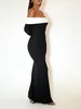 Casual Dresses Women s Off Shoulder Bodycon Maxi Dress Långärmad Ruched Montered Slim Fit Pencil Cocktail Party