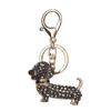 Keychains Bling Dog Lovely Dachshund Keychain Handbag Purse Pendant Car Holder Key Ring Jewelry Cute