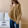 Maglioni da donna Maglione di lana a trecce retrò Abbigliamento da donna Pullover da donna di alta moda Marrone Abbigliamento da donna invernale Coreano Vintage di lusso