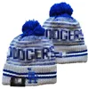 Dodgers Beanie Los Angeles Berretti Tutte le 32 squadre Lavorato a maglia con risvolto Pom Berretti da baseball Cappelli a righe Sideline Lana calda USA College Sport Cappelli lavorati a maglia Berretto per donna a14