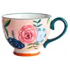 Kubki ręcznie malowane kwiat róży ceramiczny kubek dziewczyna urocza herbata filiżanka woda śniadanie mleczny kawa fajny prezent dla przyjaciela