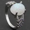 Wedding Rings Fashion Ring Female Purple Cubic Zirconia Claw Bead Opal Jewelry Women's Engagement For Bridal Accessories