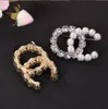 10a Women Men Men Designer Brief Letter Broches Gold Ploated Inlay Crystal Rhinestone Jewelry Brooch Charm Pearl Pin Marry Christmas Party Gift Accessorie