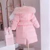 Down Coat Winter Girls Sweet Long Jackets Hooded Big Fur Collar Kids Parkas Barn Kläder Vindtätning Tjockna varma rockar 231113