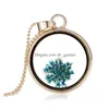 Pendentif Colliers Creative Trèfles Plaqué Or Mticolor Fleur Séchée Trèfle Rond Flottant Médaillon Charmes Collier Pour Femme Dhgarden Dhrc8