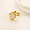 Luxury Brand Clover Ring Wedding Love Gift Ring Winter Romantic Style Jewelry Designer 18K Gold Plated Boutique Ring Christmas Jewelry Wholesale