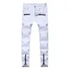 Pantalons pour hommes Zipper Slim Jeans Car Straight Hip Hop Street Wear