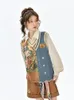 Chandails pour femmes automne pull Animal Patchwork tricoté gilet contraste ColorTop pour femmes Vintage sans manches Kawaii Harajuku Vneck Cardigan 231113