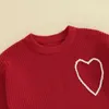 Set maglioni per bambini carino dolce cuore ricamo magliette in maglia per San Valentino bambina bambina manica lunga vestiti invernali caldi 231114