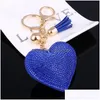 Keychains Lanyards New Fashion 6 Colors Fl Crystal Rhinestone Heart Shape Key Chain Bag Car Hanging Keyring Pendant Jewelr DHGARDEN DHGBD