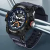 Armbandsur Lige Top Luxury Original Sports Wrist Watch for Men Quartz Silicone Waterproof Dual Display Military Watches Relogio Masculino 231114