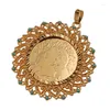 Pendant Necklaces Ottoman Turkish Coin Plating Gold Ethnic Wedding Jewelry For Bridal Round Flower Collares Para Mujer