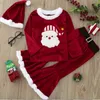 Ensembles de vêtements Vêtements de Noël pour enfants Hauts Pantalons évasés Ensemble Costumes de Père Noël Ensembles Enfants Père Noël Tenue de Noël Vêtements de fête d'anniversaire 231113