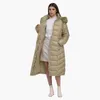 Dames donsparka's SANTELON dames winter dik warm over de knie pufferjack vrouwelijke XLong parka met afneembare winddichte capuchon mode bovenkleding 231114