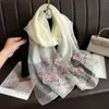 Foulards 2023 Soie Femmes Écharpe Chaud Laine Châles Lady Wraps Bufanda Floral Pashmina Broderie En Gros Hijab Doux Long