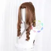 Party Supplies FF VII 7 Remake Aerith Gainsborough Brown Wavy Ponytail Long Heat Resistant Synthetic Hair Halloween Cosplay Wig Cap