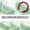 Braccialetti a maglie 2024 Anno del Drago Bracciale di corda rossa fortunata Gioielli fatti a mano regolabili in stile cinese per il regalo della festa di Natale