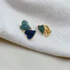 Ryggar örhängen falska piercing blå emalj hjärtklipp på geometriska smycken mode öron manschettparti gåva aretes
