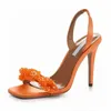 Sommerkette der Liebe Sandalen High Heels Aquazzura Frauen Kleid Schuhe Offene Zehen Glitzer Kristall Fleck Verziert Orange Rosa Schwarz Weiß Gelb Lady Hee i1Ez #