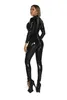 Catsuit Costumes Femmes Catsuit Costumes Sexy Faux Cuir Catsuit Latex Body Avant Fermeture Éclair Ouvert Entrejambe Combinaisons Stretch Érotique Club Costumes