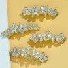 Grampos de cabelo elegante moda feminina clipe criativo folha liga cristal strass barrette hairpin coreano primavera acessórios