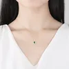 Water Drop Pendant Necklace S925 Silver Set Emerald Gem Necklace European Women Plated 18k Gold Collar Chain Women Wedding Party Valentine's Day Gift Jewelry SPC