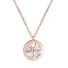 Pendant Necklaces Cherry Blossom Necklace Fashion Simple Rose Gold Color Transparent CZ Women's Heart-shaped Flower Clavicle Chain Choker