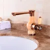 Bathroom Sink Faucets Basin Golden Finish Single Lever Faucet Deck Mount Rose Gold Mixer Tap For Torneiras