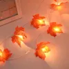 Julekorationer 20led Maple Leaf Light String Fake Autumn Leaves Led Fairy Garland för Thanksgiving Halloween Party Home Decoration 231113